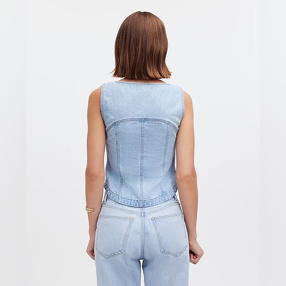 Madewell Denim Button-Front Top - Picture 3 of 7
